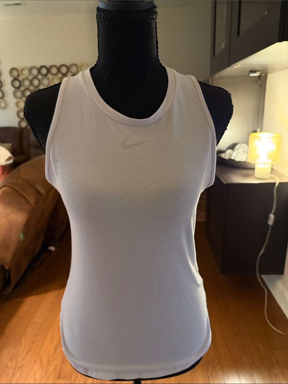 Nike White Racerback Athletic Tank Top Dry Fit XS